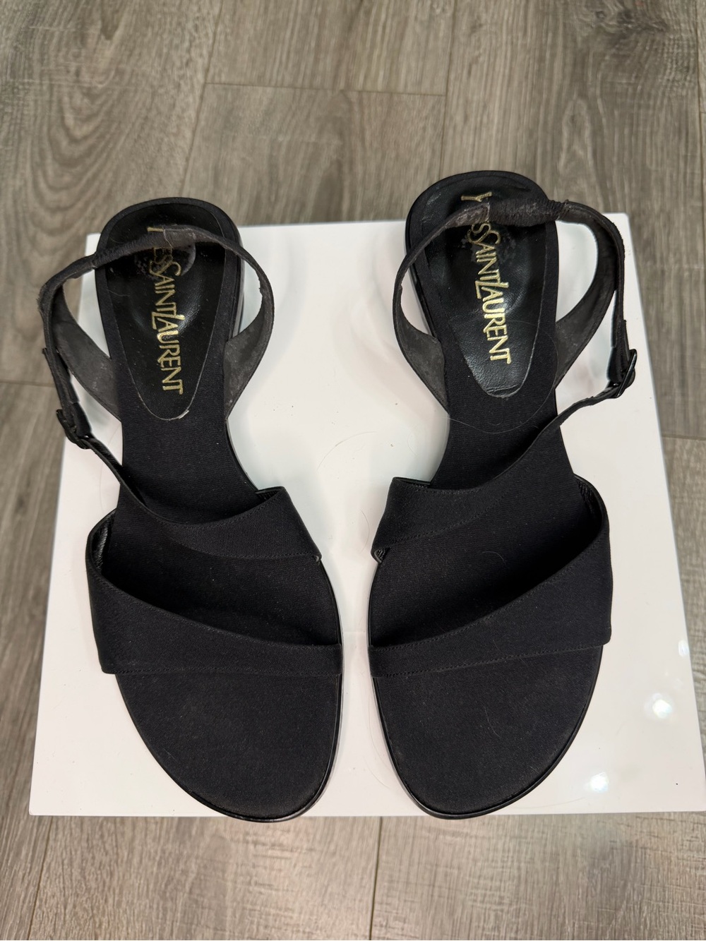 Vintage  90’s Yves Saint Laurent black crossover sandals size 7.5